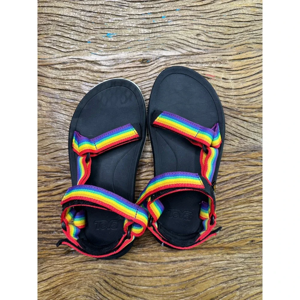 Teva Hurricane XLT2 Rainbow Sandals Kids Size 1 Black Striped 1019390C Pride